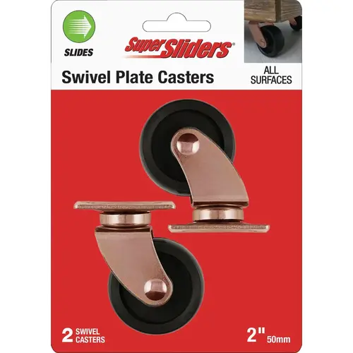 2 In. Rubber Swivel Plate Caster (2-Pack) Black 2 In. Rubber Swivel Plate Caster (2-Pack) Black