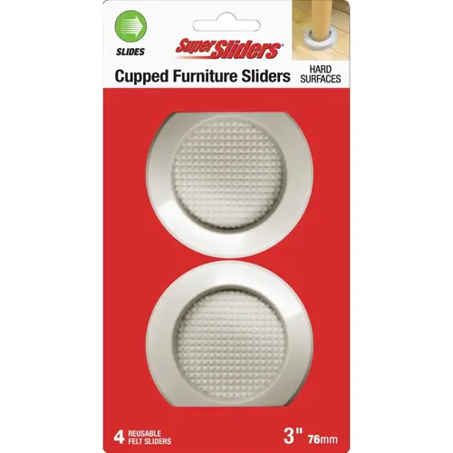 3 In. Beige Round Cupper Furniture Sliders (4-Pack) 3 In. Beige Round Cupper Furniture Sliders (4-Pack)