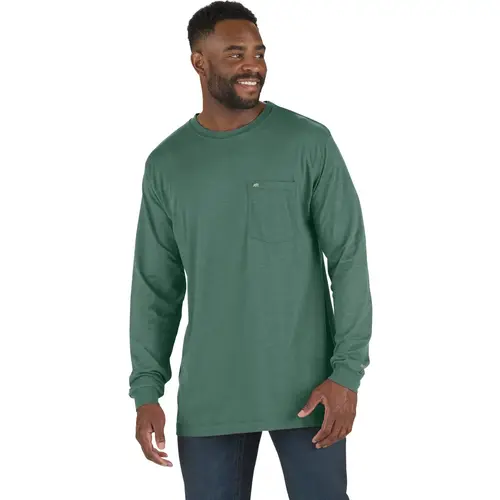 Performance Men's 4XL Pine Green Long Sleeve Pocket T-Shirt Performance Men's 4XL Pine Green Long Sleeve Pocket T-Shirt