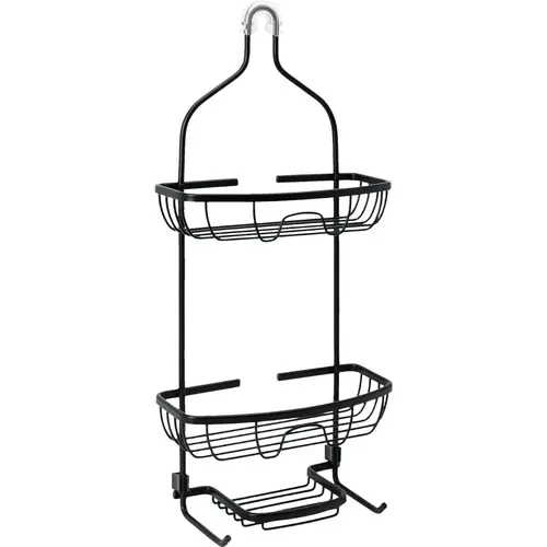 11 In. x 24 In. Rustproof Hanging Shower Caddy, Matte Black 11 In. x 24 In. Rustproof Hanging Shower Caddy, Matte Black