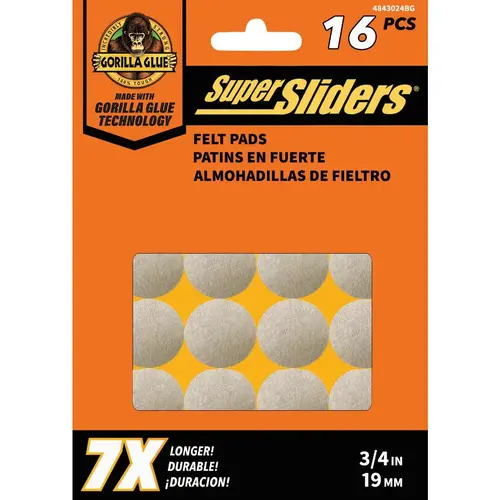 Gorilla Glue 3/4 In. Round Beige Felt Furniture Pads (16-Piece) Gorilla Glue 3/4 In. Round Beige Felt Furniture Pads (16-Piece)