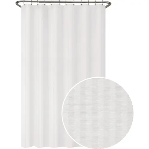 Zenna Home 70 In. x 72 In. Striped White Polyester Shower Curtain Liner Zenna Home 70 In. x 72 In. Striped White Polyester Shower Curtain Liner