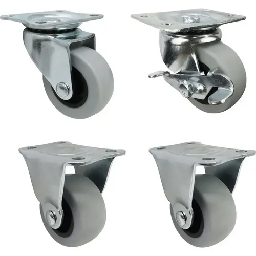 2 In. All in One Thermoplastic Swivel Plate Caster (4-Pack) Gray 2 In. All in One Thermoplastic Swivel Plate Caster (4-Pack) Gray