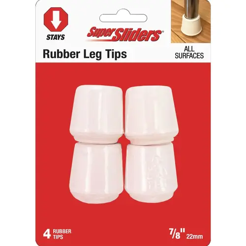 7/8 In. White Rubber Furniture Leg Tip (4-Pack) 7/8 In. White Rubber Furniture Leg Tip (4-Pack)