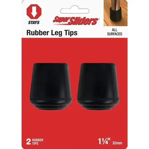 1-1/4 In. Black Rubber Furniture Leg Tip (2-Pack) 1-1/4 In. Black Rubber Furniture Leg Tip (2-Pack)