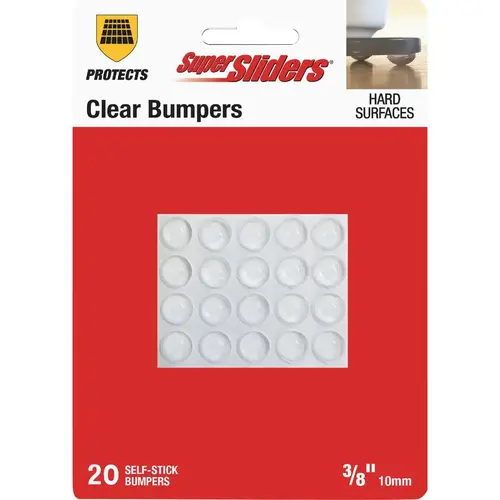 3/8 In. Clear Round Furniture Wall Bumper (20-Pack) 3/8 In. Clear Round Furniture Wall Bumper (20-Pack)