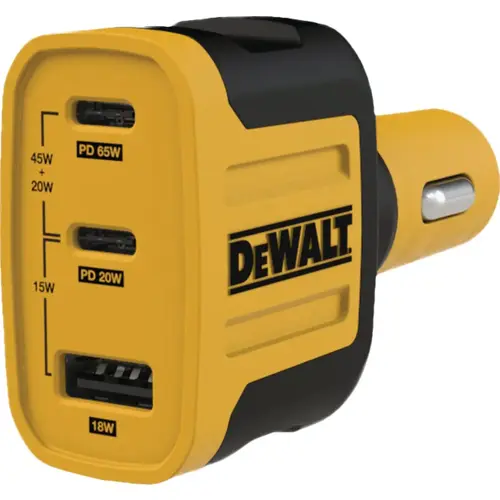 65W 3-Port Power Delivery Car Charger Black/Yellow 65W 3-Port Power Delivery Car Charger Black/Yellow
