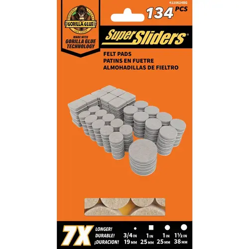 Gorilla Glue Round Beige Felt Furniture Pad Variety Assortment (134-Piece) Gorilla Glue Round Beige Felt Furniture Pad Variety Assortment (134-Piece)