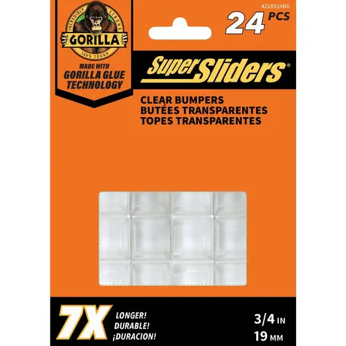 Gorilla Glue 3/4 In. Square Clear Furniture Wall Bumpers (24-Pack) Gorilla Glue 3/4 In. Square Clear Furniture Wall Bumpers (24-Pack)