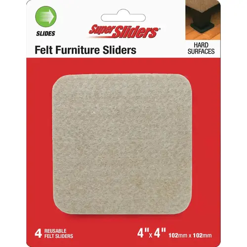 4 In. Beige Square Felt Furniture Sliders (4-Pack) 4 In. Beige Square Felt Furniture Sliders (4-Pack)