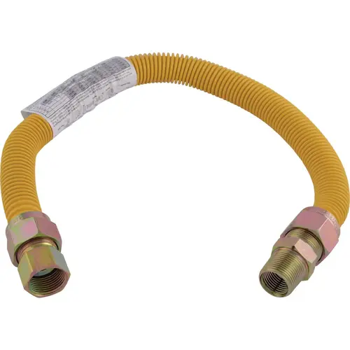 1 In. OD x 24 In. 3/4 In. FIP x 3/4 In. MIP (Tapped 1/2 In. FIP) Coated Stainless Steel Gas Connector 1 In. OD x 24 In. 3/4 In. FIP x 3/4 In. MIP (Tapped 1/2 In. FIP) Coated Stainless Steel Gas Connector