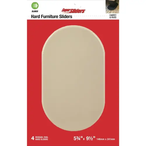 5-3/4 In. x 9-1/2 In. Beige Oval Hard Furniture Glides (4-Pack) 5-3/4 In. x 9-1/2 In. Beige Oval Hard Furniture Glides (4-Pack)