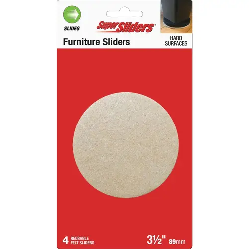 3-1/2 In. Beige Round Felt Furniture Sliders (4-Pack) 3-1/2 In. Beige Round Felt Furniture Sliders (4-Pack)