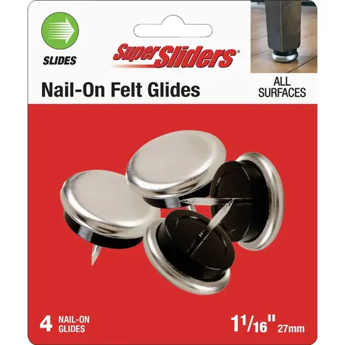 1-1/16 In. White Round Nail-On Plastic Furniture Glides (4-Pack) 1-1/16 In. White Round Nail-On Plastic Furniture Glides (4-Pack)