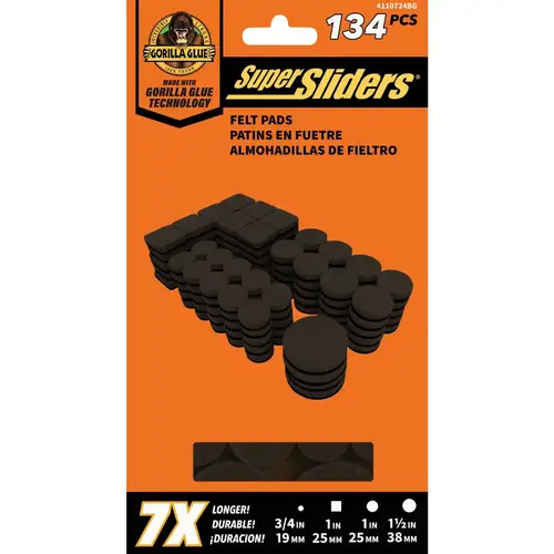 Gorilla Glue Round Brown Felt Furniture Pad Variety Assortment (134-Piece) Gorilla Glue Round Brown Felt Furniture Pad Variety Assortment (134-Piece)