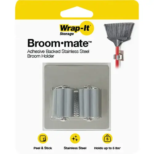 Broom-Mate Stainless Steel Adhesive Broom Holder Hook Broom-Mate Stainless Steel Adhesive Broom Holder Hook