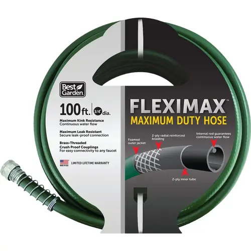 FlexiMax 3/4 In. Dia. x 100 Ft. Heavy Duty Hose Green FlexiMax 3/4 In. Dia. x 100 Ft. Heavy Duty Hose Green