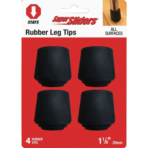 1-1/8 In. Black Rubber Furniture Leg Tip (4-Pack) 1-1/8 In. Black Rubber Furniture Leg Tip (4-Pack)