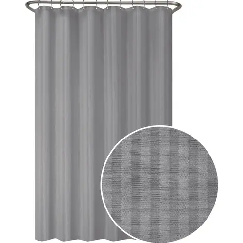 Zenna Home 70 In. x 72 In. Striped Gray Polyester Shower Curtain Liner Zenna Home 70 In. x 72 In. Striped Gray Polyester Shower Curtain Liner