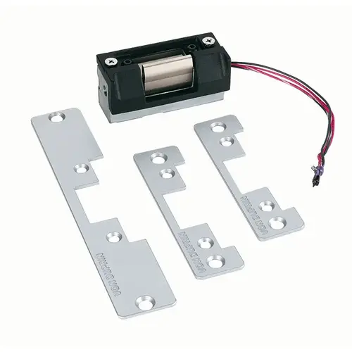 24 Volt DC Fail Secure Electric Strike with Three Plates; 622 Matte Black Finish