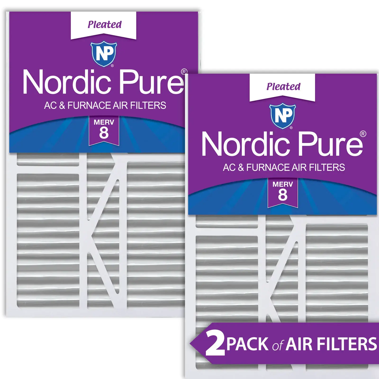 Nordic Pure 16x25x5 1/4 (5.25) Goodman/Carrier/Amana Replacement MERV 8 Air Filters 2 Pack 16x25x5_1/4GCAM8-2
