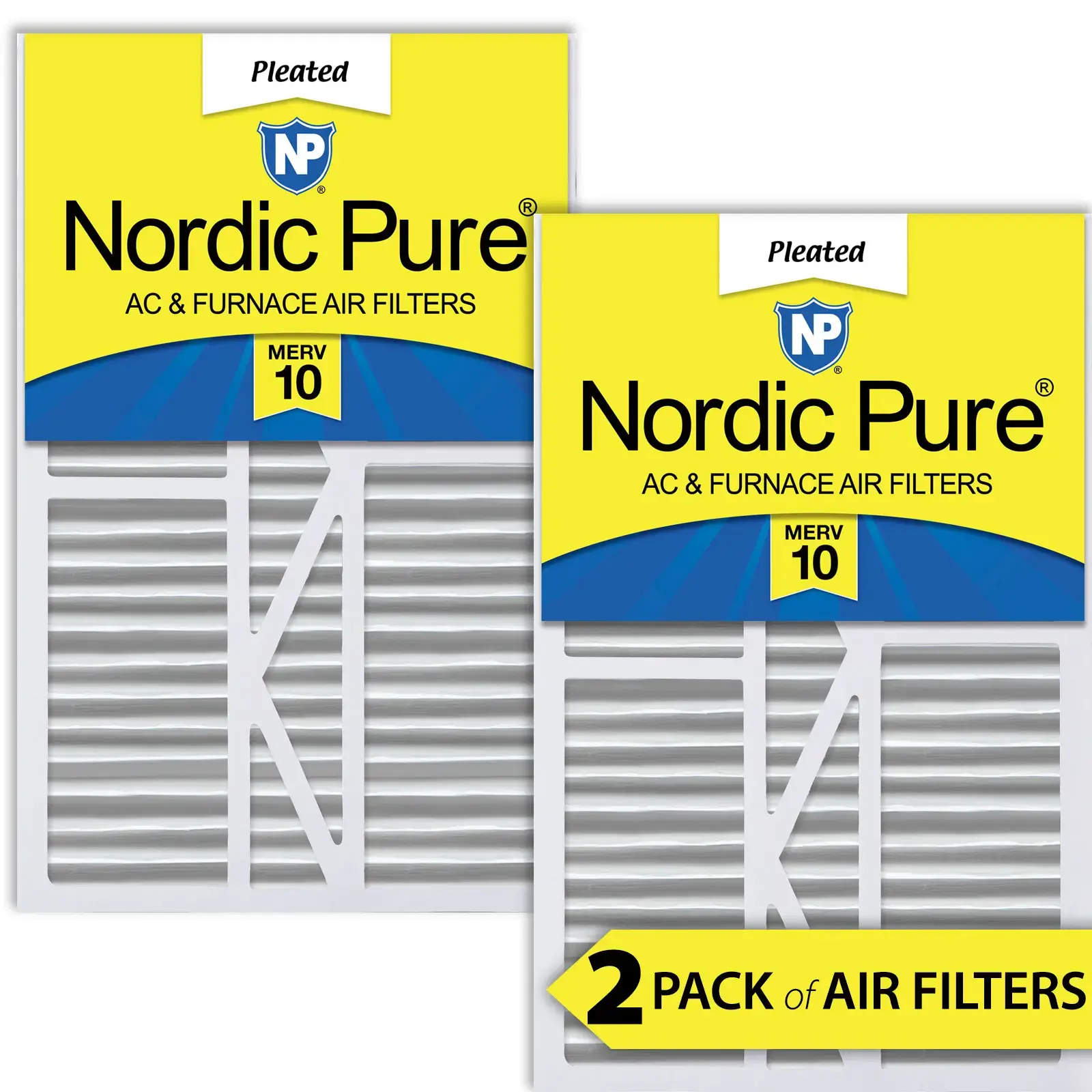 Nordic Pure 16x25x5 1/4 (5.25) Goodman/Carrier/Amana Replacement MERV 10 Air Filters 2 Pack 16x25x5_1/4GCAM10-2