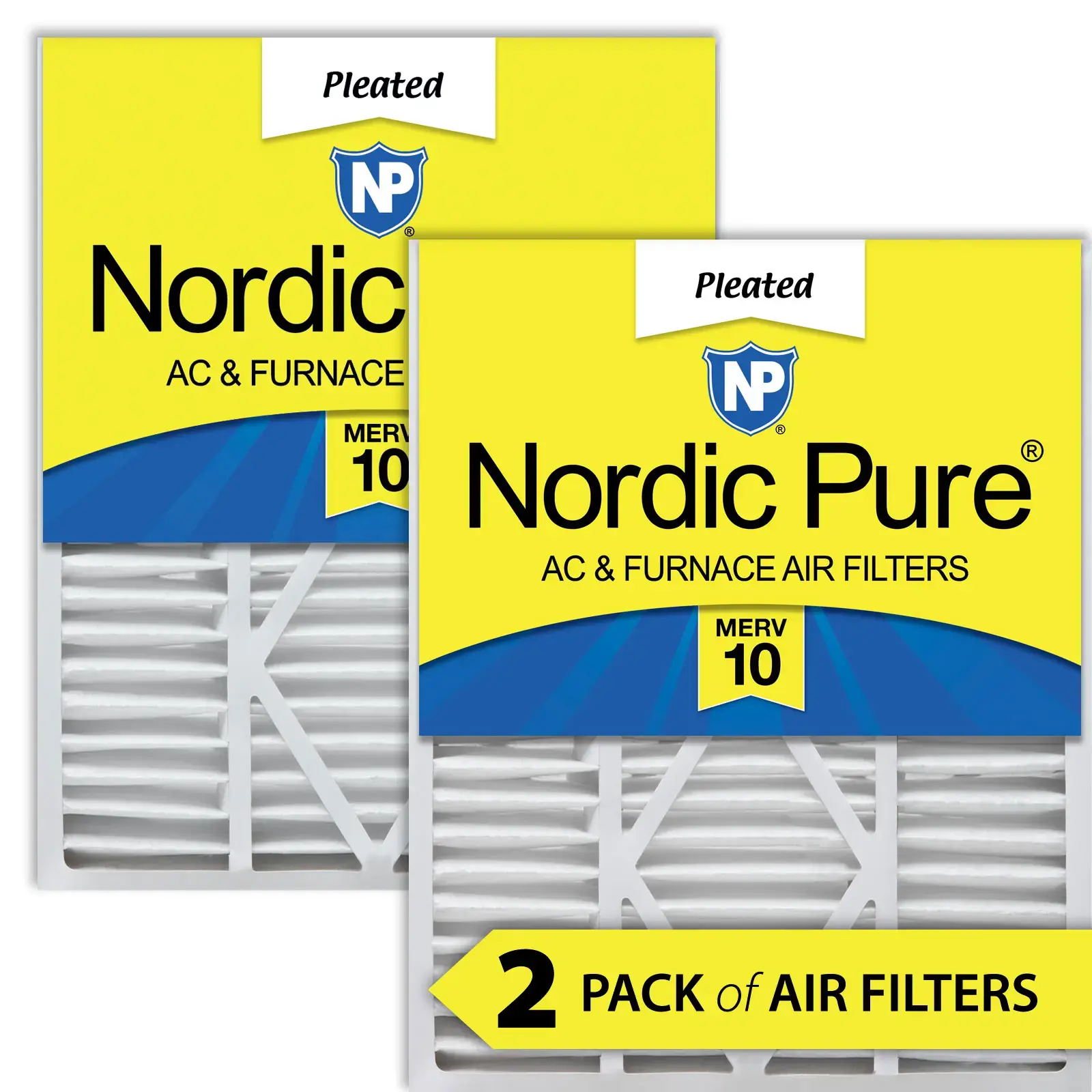 Nordic Pure 20x25x5 1/4 (5.25) Goodman/Carrier/Amana Replacement MERV 10 Air Filters 2 Pack 20x25x5_1/4GCAM10-2