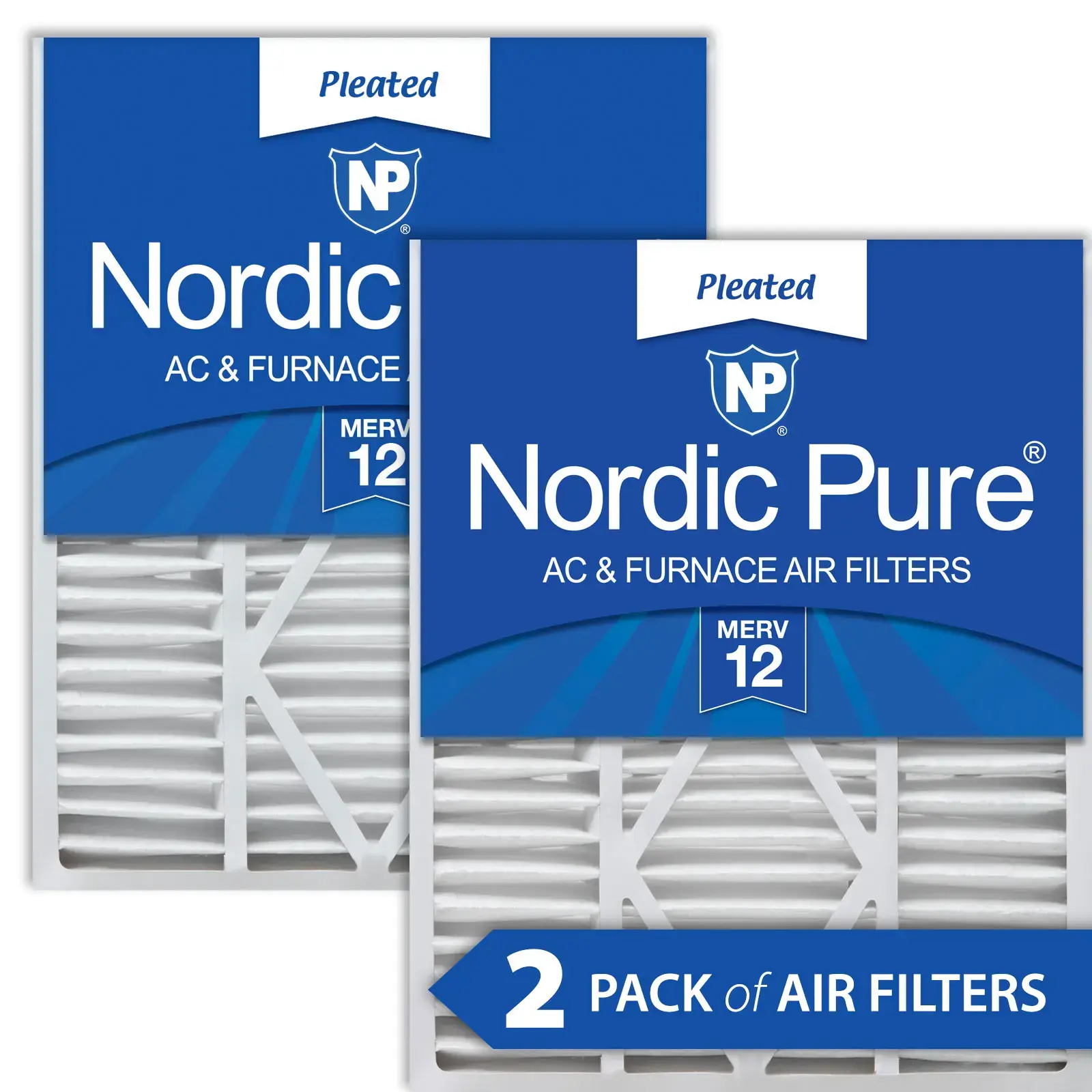 Nordic Pure 20x25x5 1/4 (5.25) Goodman/Carrier/Amana Replacement MERV 12 Air Filters 2 Pack 20x25x5_1/4GCAM12-2