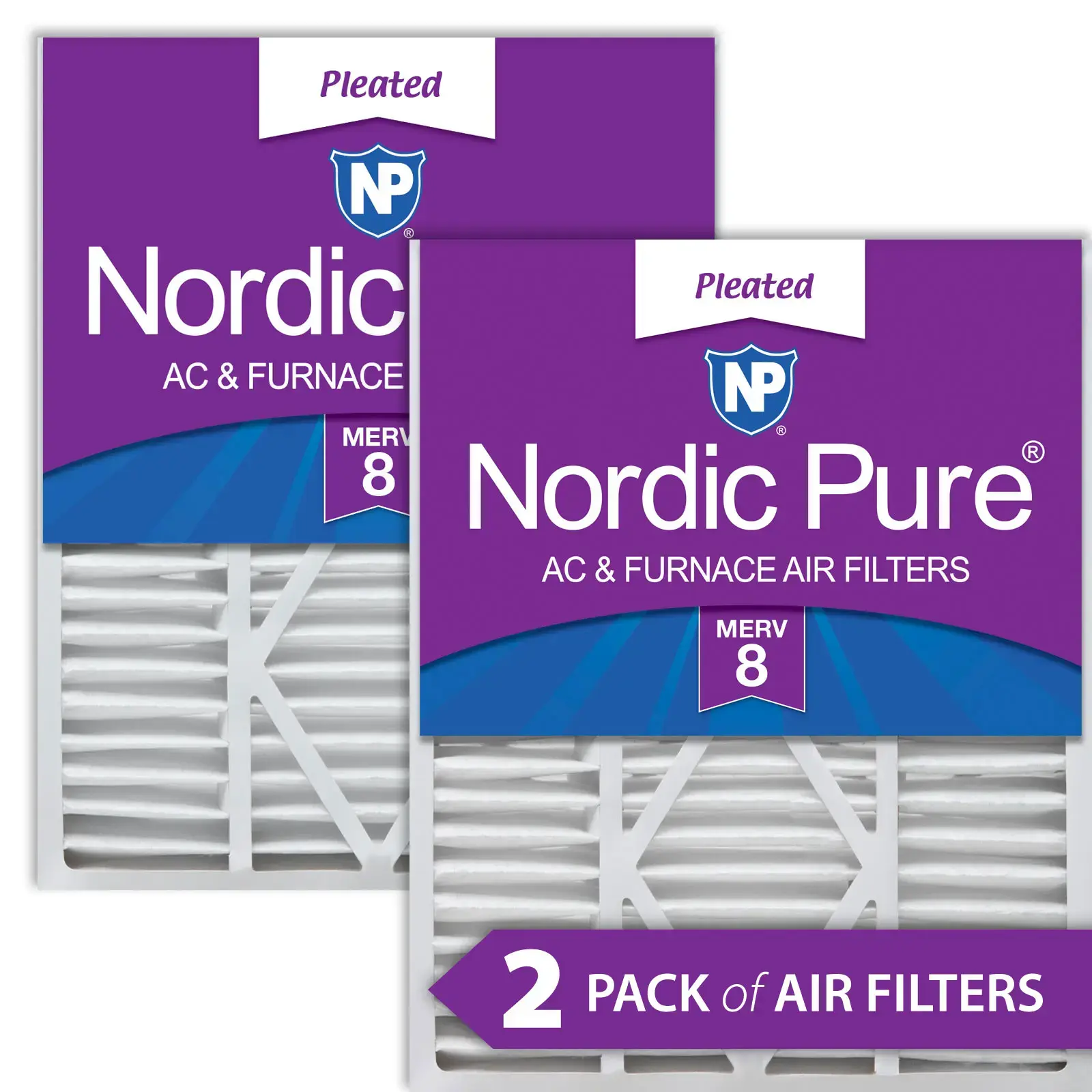 Nordic Pure 20x25x5 1/4 (5.25) Goodman/Carrier/Amana Replacement MERV 8 Air Filters 2 Pack 20x25x5_1/4GCAM8-2