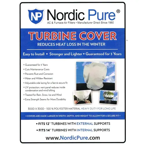 Turbine Cover Fits 12" to 14" Pack of 1 by Nordic Pure Turbine Cover Fits 12" to 14" Pack of 1 by Nordic Pure