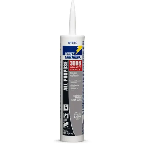 White Lightning 3006 Advanced Formula 10.1-Oz Interior White Unsanded Paintable Latex Caulk White Lightning 3006 Advanced Formula 10.1-Oz Interior White Unsanded Paintable Latex Caulk