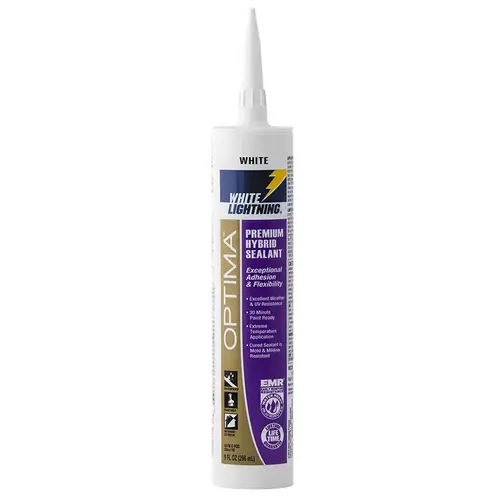 White Lightning Optima 9-Oz Multiuse White Unsanded Paintable Advanced Sealant Caulk White Lightning Optima 9-Oz Multiuse White Unsanded Paintable Advanced Sealant Caulk