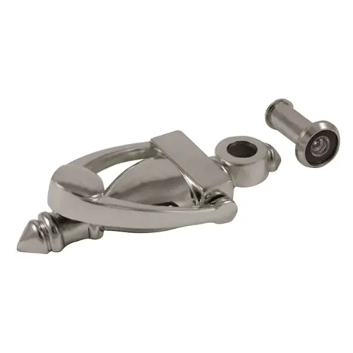 Door Knocker, 5-1/2-in with 180-Degree Viewer, Satin Nickel Door Knocker, 5-1/2-in with 180-Degree Viewer, Satin Nickel