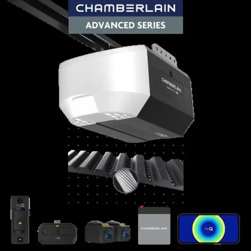 Chamberlain 1/2 HPS myQ Smart Compatible Belt Drive Garage Door Opener with Wi-Fi Compatibility and Battery Back-Up LED Light Chamberlain 1/2 HPS myQ Smart Compatible Belt Drive Garage Door Opener with Wi-Fi Compatibility and Battery Back-Up LED Light