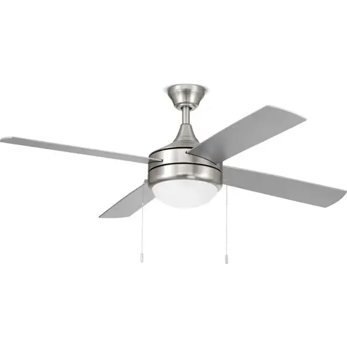Harbor Breeze Ferncroft 52-in Brushed Nickel with Silver/Greywood Blades Integrated LED Downrod or Flush Mount Ceiling Fan With Light 4 -Blade Harbor Breeze Ferncroft 52-in Brushed Nickel with Silver/Greywood Blades Integrated LED Downrod or Flush Mount Ceiling Fan With Light 4 -Blade