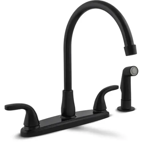 Earth Luxe 2-Handle High-Arc Kitchen Faucet with Spray and Plug, Matte Black Earth Luxe 2-Handle High-Arc Kitchen Faucet with Spray and Plug, Matte Black