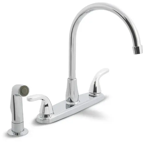 Earth Luxe 2-Handle High-Arc Kitchen Faucet with Spray and Plug, Chrome Earth Luxe 2-Handle High-Arc Kitchen Faucet with Spray and Plug, Chrome