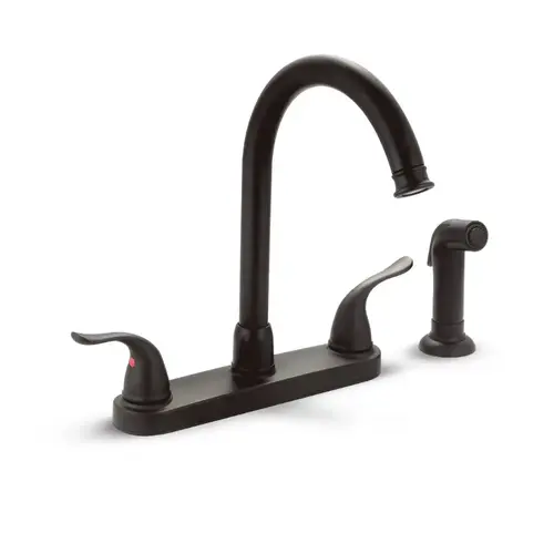 Two-Flare Lever Kitchen Faucet With Spray, Matte Black Two-Flare Lever Kitchen Faucet With Spray, Matte Black