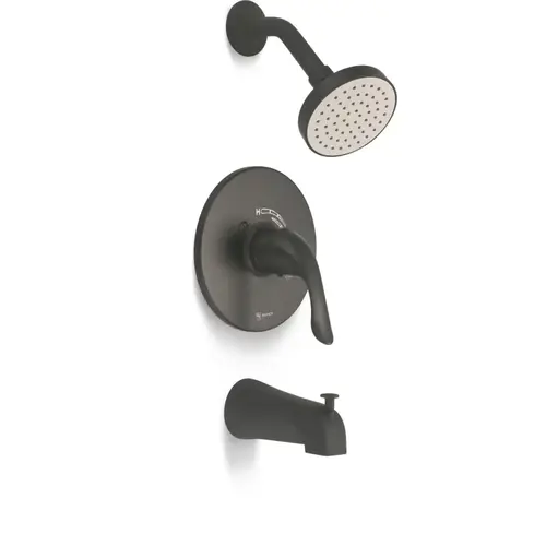 Single Flare Lever Handle Tub/Shower Faucet, Round Base, Matte Black Single Flare Lever Handle Tub/Shower Faucet, Round Base, Matte Black