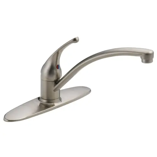 Foundations Stainless Single Handle Low-arc Kitchen Faucet with Deck Plate, No Spray Foundations Stainless Single Handle Low-arc Kitchen Faucet with Deck Plate, No Spray