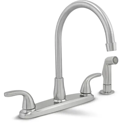 Earth Luxe 2-Handle High-Arc Kitchen Faucet with Spray and Plug, Brushed Nickel Earth Luxe 2-Handle High-Arc Kitchen Faucet with Spray and Plug, Brushed Nickel