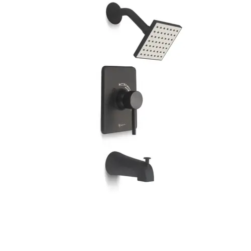 Minimalist Single Handle Tub/Shower Faucet, Square Base, Matte Black Minimalist Single Handle Tub/Shower Faucet, Square Base, Matte Black