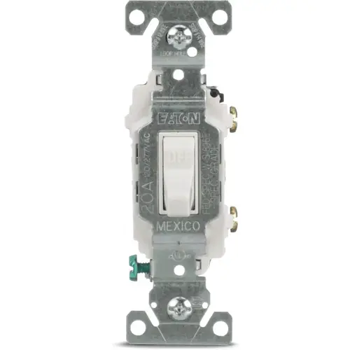Eaton 20A 120/277V Commercial Single-Pole Toggle, White Eaton 20A 120/277V Commercial Single-Pole Toggle, White