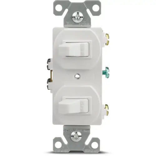 Eaton 15A 120/277V Combo 2-Toggle Switch, White Eaton 15A 120/277V Combo 2-Toggle Switch, White