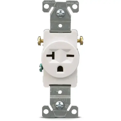Eaton 20A 250V Commercial White Single Round Outlet Eaton 20A 250V Commercial White Single Round Outlet