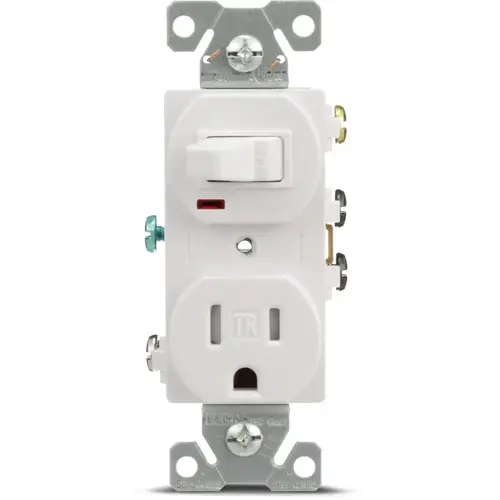 Eaton 15A 125V Combo White Switch and Tamper-Resistant Decorator Outlet Eaton 15A 125V Combo White Switch and Tamper-Resistant Decorator Outlet