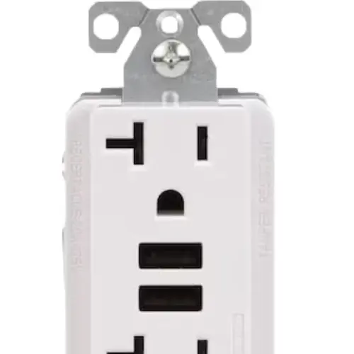 Eaton 20A 125V Tamper-Resistant White Decorator 18W Dual Type A USB Outlet Eaton 20A 125V Tamper-Resistant White Decorator 18W Dual Type A USB Outlet