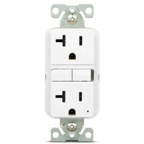 Eaton 20A 125V Tamper-Resistant White Decorator GFCI Outlet Eaton 20A 125V Tamper-Resistant White Decorator GFCI Outlet
