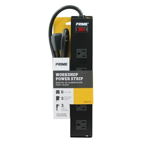 6-Outlet Metal Power Strip with 14-3 SJT, 3-Ft Cord 6-Outlet Metal Power Strip with 14-3 SJT, 3-Ft Cord