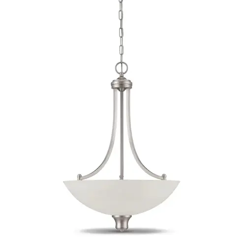 3-Light Bowl Pendant Fixture Satin Nickel 3-Light Bowl Pendant Fixture Satin Nickel